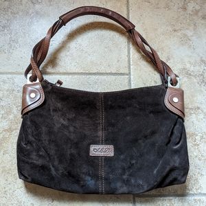 ASD chocolate brown suede shoulder bag